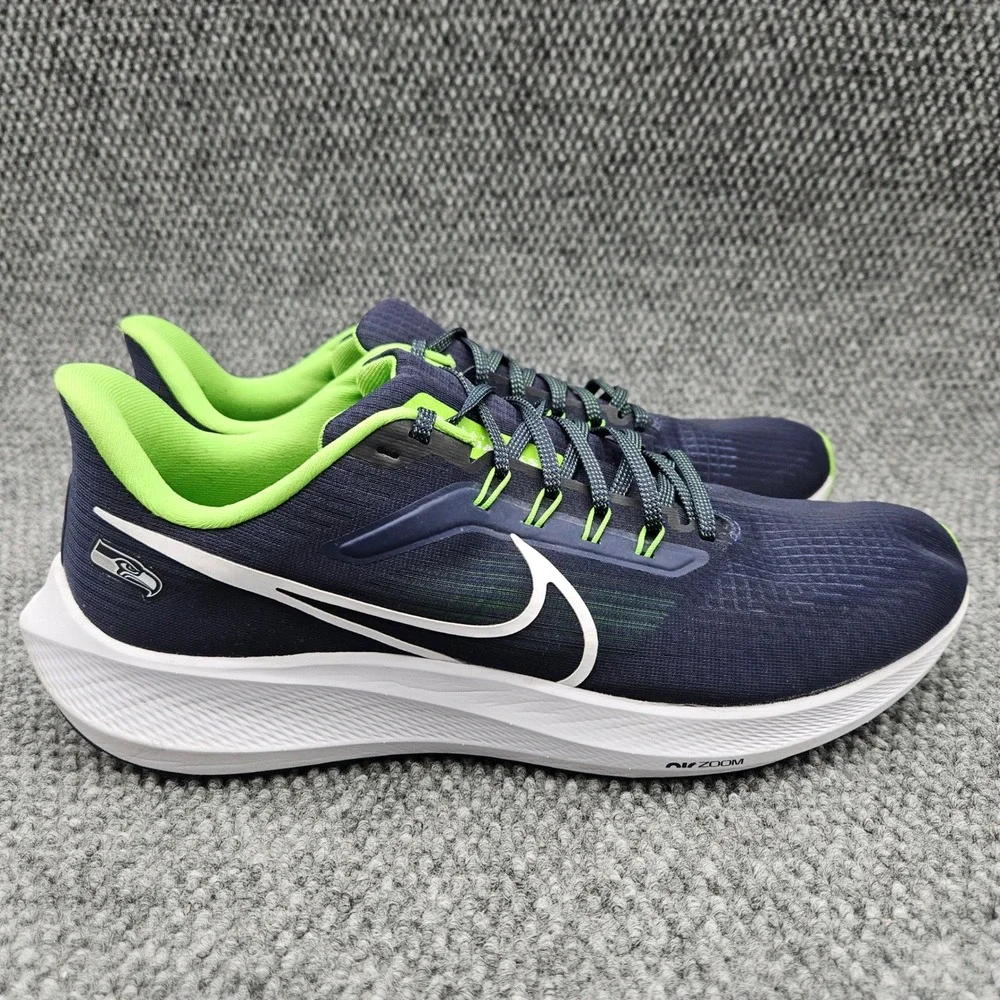 Nike Mens 13 Blue Air Zoom Pegasus 39 Seattle Seahawks NFL Running Shoes Sneaker
